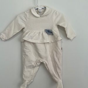 Il Gufo Footie Pajama with Bow and Ruffles only used once! 9M
